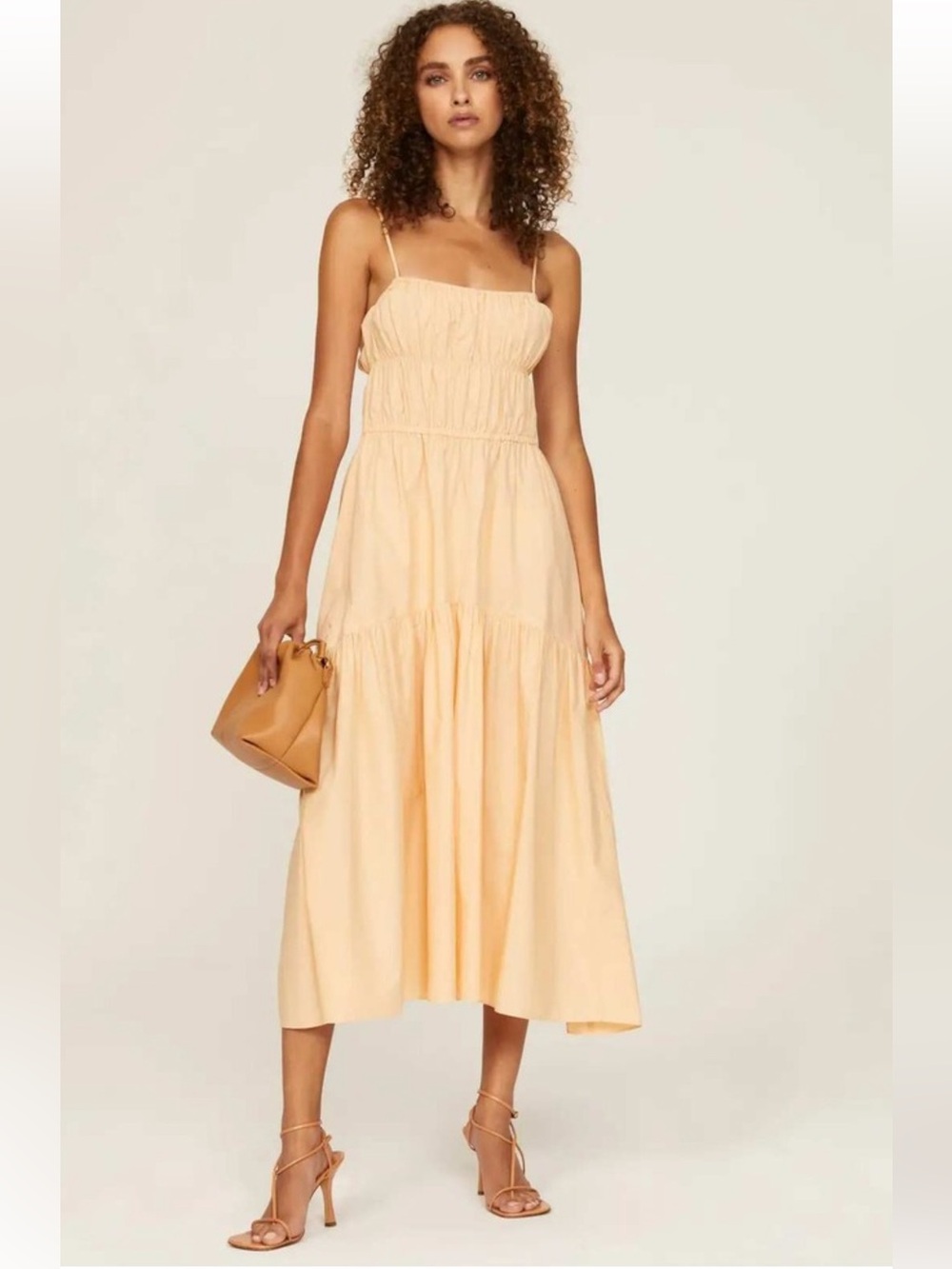 Vince Riches Tiered MIDI Dress Peach Small